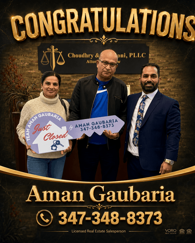 Congratulations from Aman Gaubaria — happy Long Island family